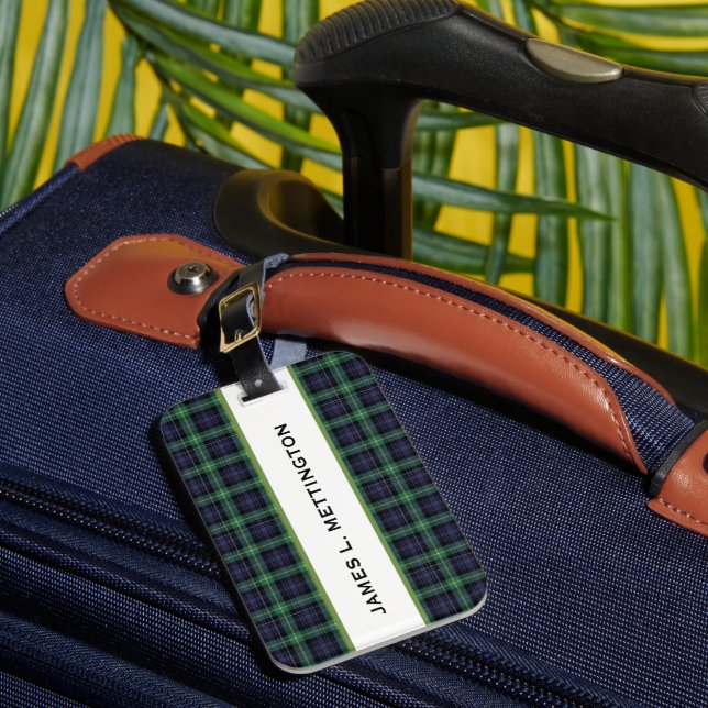 PERSONALIZED LUGGAGE TAG, PLAID BORDER TAG (Front Insitu 1)