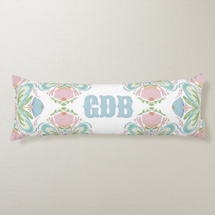 Personalized Lumbar Pillow Blue Pink Green Floral