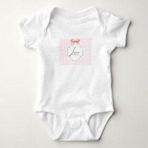 Personalized Luna Baby Girl Nursery Bow & Gingham  Bodysuit
