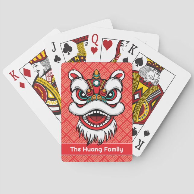 Personalized Lunar New Year Lion Playing Cards (Back)