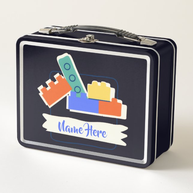 Personalized Lunchkins Building Bricks Lunch Box (Front)