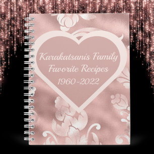 Personalized Lush Blush Pink Keepsake Recipe Book