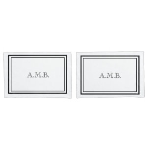 Personalized Luxury Black & White Monogram Pillowcase