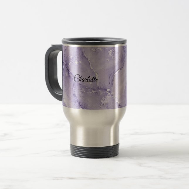 Personalized Luxury Marble Pattern Custom Name Travel Mug (Front Left)