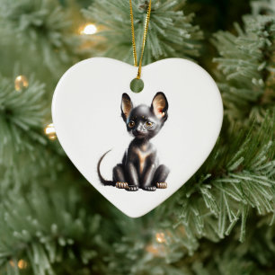 Personalized Lykoi Kitten Ceramic Tree Decoration