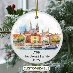 Personalized Lyon Ornament, France Ceramic Tree Decoration