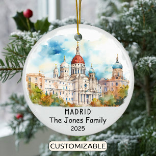 Personalized Madrid Ornament, Spain Ceramic Tree Decoration