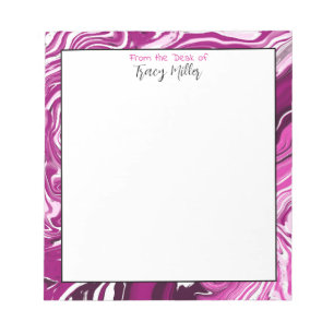 Personalized Magenta and Pink Marble Fluid Art  Notepad