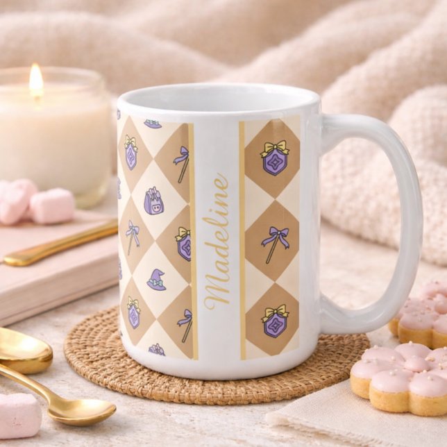 Personalized Magic Academy Wizard School Gold Coffee Mug (Creator Uploaded)