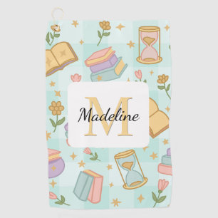 Personalized Magic Books Girly Mint Green School Golf Towel