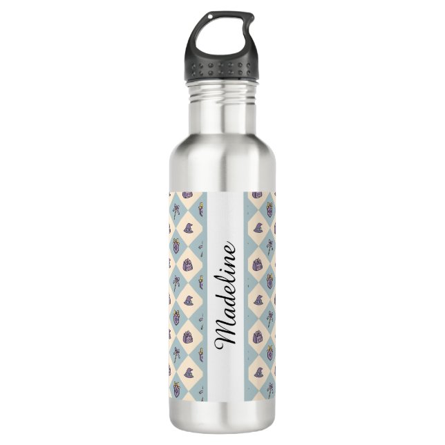 Personalized Magical Book Academy Wizard Blue 710 Ml Water Bottle (Front)