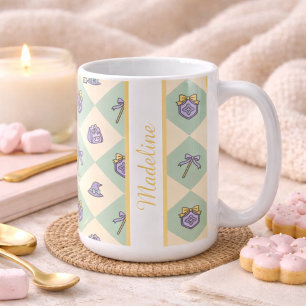 Personalized Magical Book Academy Wizard Green Coffee Mug