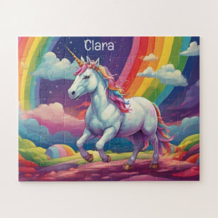 Personalized Magical Unicorn and Rainbow Jigsaw Puzzle