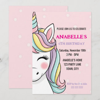 Personalized Magical Unicorn Birthday Invitation