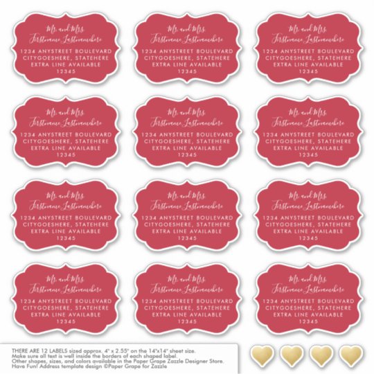 Personalized Mailing Address Labels Shape Red Zazzle.co.uk