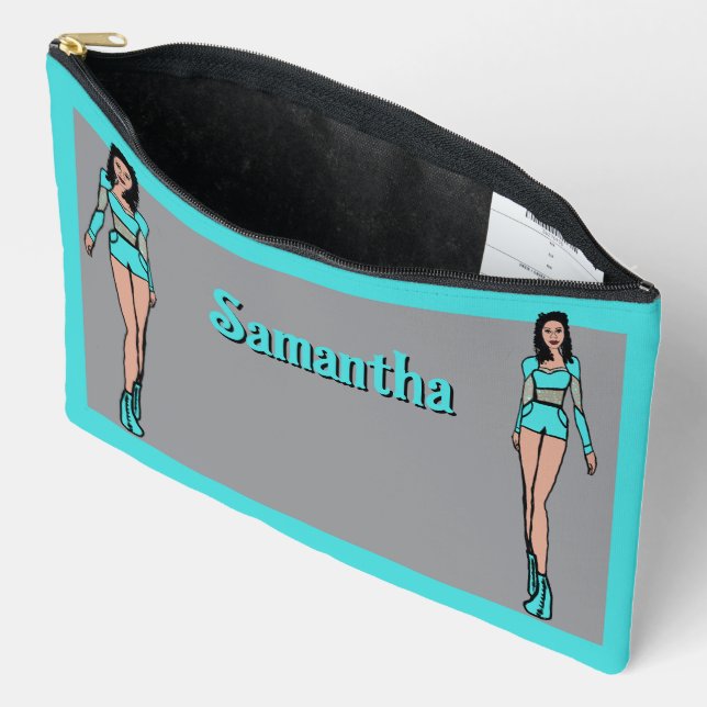 Personalized Majorette Dancer Aqua #2 Accessory Pouch (Open)