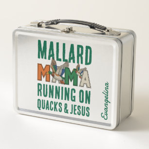 Personalized MALLARD MAMA Duck Mom Metal Lunch Box
