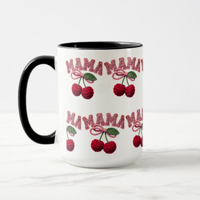 Personalized “Mama” Cherry Print – Funny Kitchen T Mug (Left)