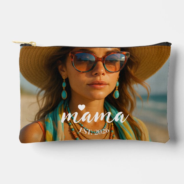 Personalized Mama Est Year Custom Gift For Mommy Accessory Pouch (Front)