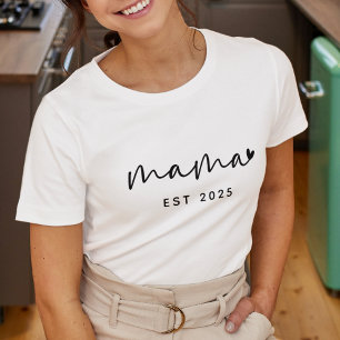 Personalized Mama Established Year Simple Mother T-Shirt