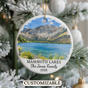 Personalized Mammoth Lakes Ornament, California Ceramic Tree Decoration