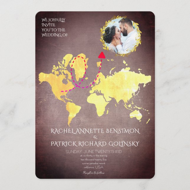 Personalized Map of Love Journey Wedding Invitation (Front)