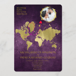 Personalized Map of Love Journey Wedding Invitation