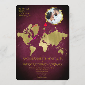 Personalized Map of Love Journey Wedding Invitation