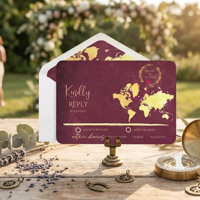 Personalized Map of Love Journey Wedding RSVP Card (Creator Uploaded)