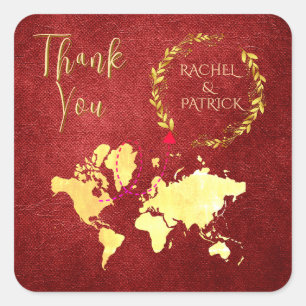 Personalized Map of Love Journey Wedding Square Sticker