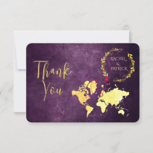 Personalized Map of Love Journey Wedding Thank You Card