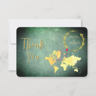 Personalized Map of Love Journey Wedding Thank You Card