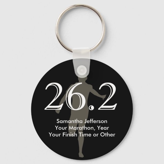Personalized Marathon Runner 26.2 Keepsake Black Key Ring (Front)