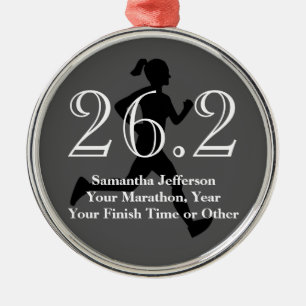 Personalized Marathon Runner 26.2 Womens Medal Metal Tree Decoration