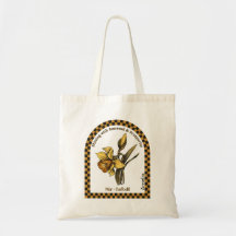 Personalized March Birth Month Flower Tote Bag