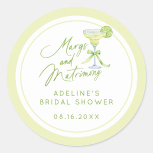 Personalized Margs And Matrimony Bridal Shower Classic Round Sticker