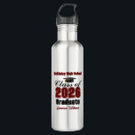 Personalized Maroon Class of 2026 Graduation 710 Ml Water Bottle<br><div class="desc">Customize your own maroon and black high school Class of 2026 graduate stainless steel water bottle for a high school or college graduation party. Cool varsity letters for the year on a great custom commemorative keepsake for seniors.</div>