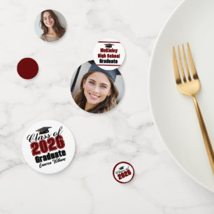 Personalized Maroon Class of 2026 Graduation Party Confetti