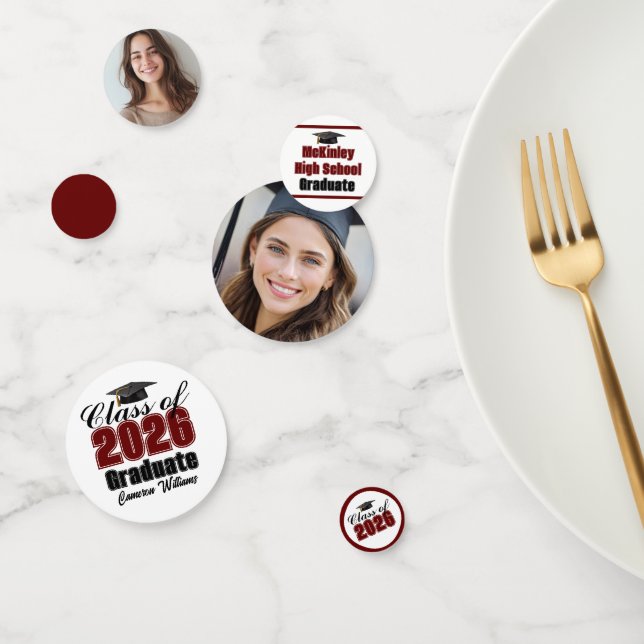Personalized Maroon Class of 2026 Graduation Party Confetti (Group)