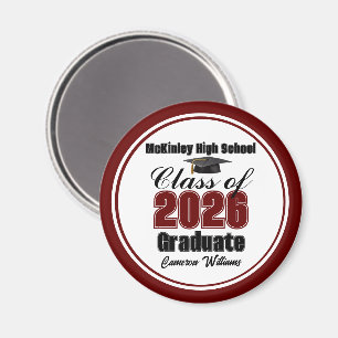 Personalized Maroon Class of 2026 Graduation Party Magnet