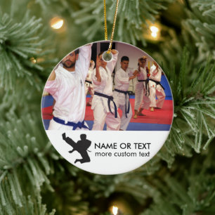 Personalized Martial Arts Karate Photo Christmas Ceramic Tree Decoration