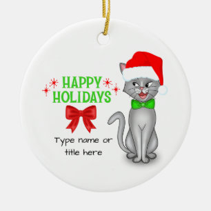 Personalized Marvin the Math Cat Holiday Ornament