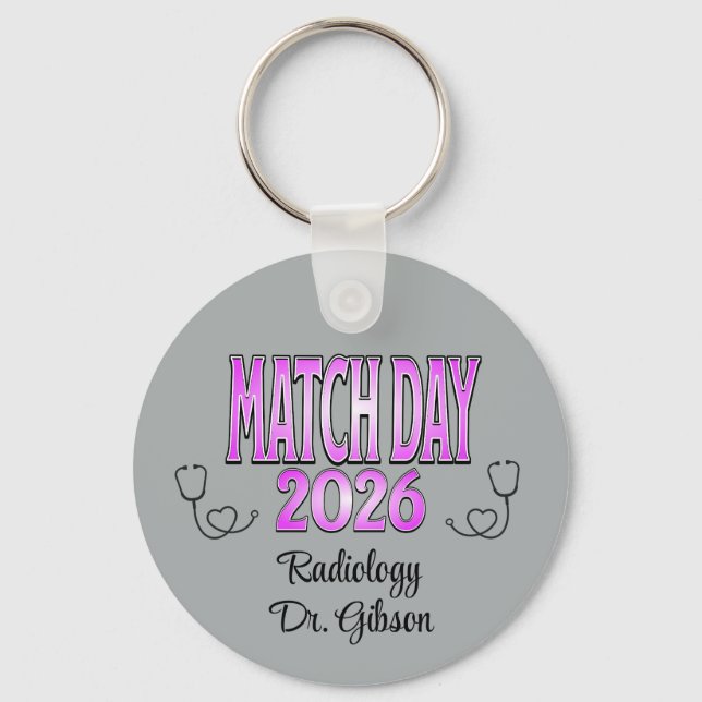 Personalized Match Day Medical Residency Specialty Key Ring (Front)