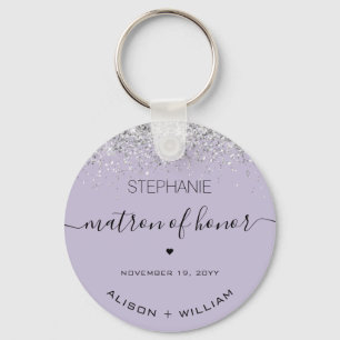 Personalized Matron of Honor Glitter confetti Key Ring
