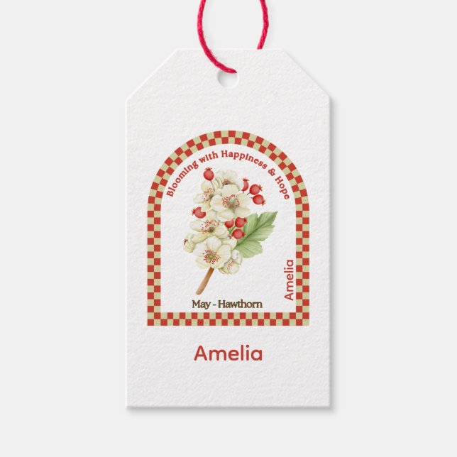 Personalized May Birth Flower  Gift Tags (Front)