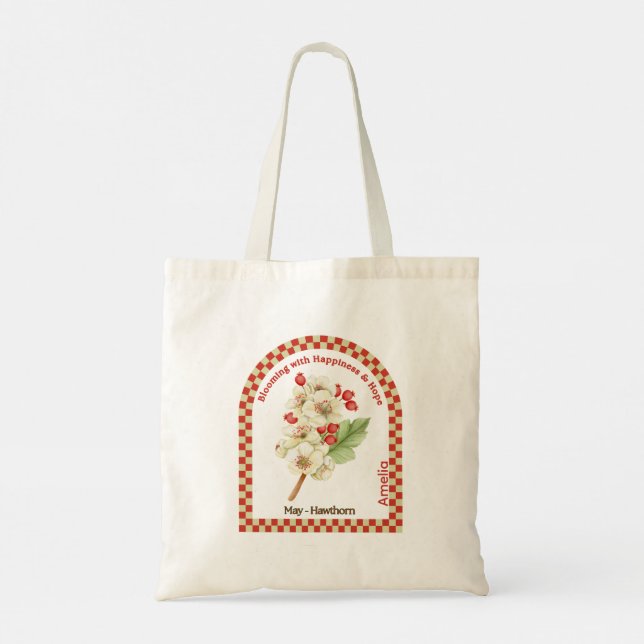 Personalized May Birth Month Flower Tote Bag (Back)