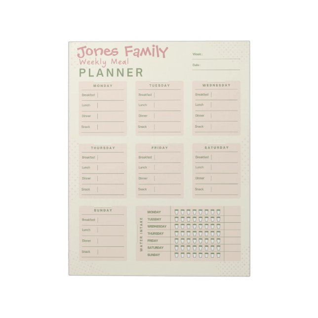 Personalized Meal Planner  Notepad (Rotated)