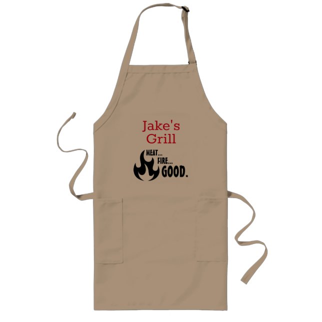 Personalized "Meat...Fire...Good!" Grill Apron (Front)