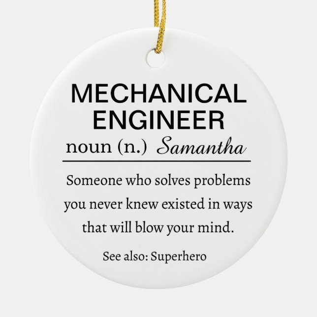 Personalized Mechanical Engineer Definition Ceramic Tree Decoration (Front)