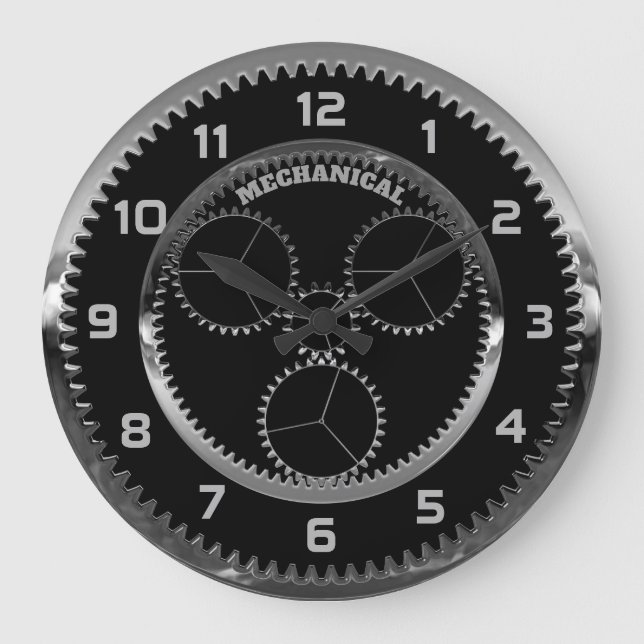 Personalized Mechanical Gear Print Large Clock (Front)